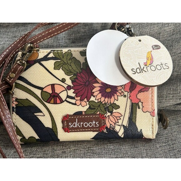 Sakroots Artists Circle Crossbody Purse Floral Wallet Shoulder Wristlet 105600 - Picture 2 of 9